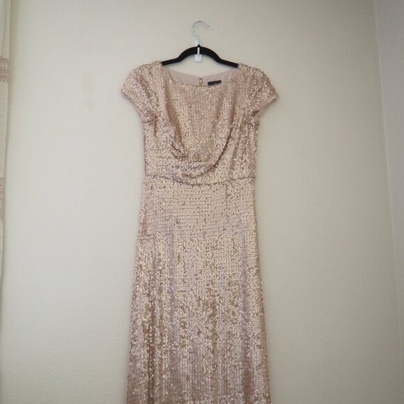 Adrianna Papell Sequin Bateau Maxi Dress sz US 2 - Picture 4 of 8